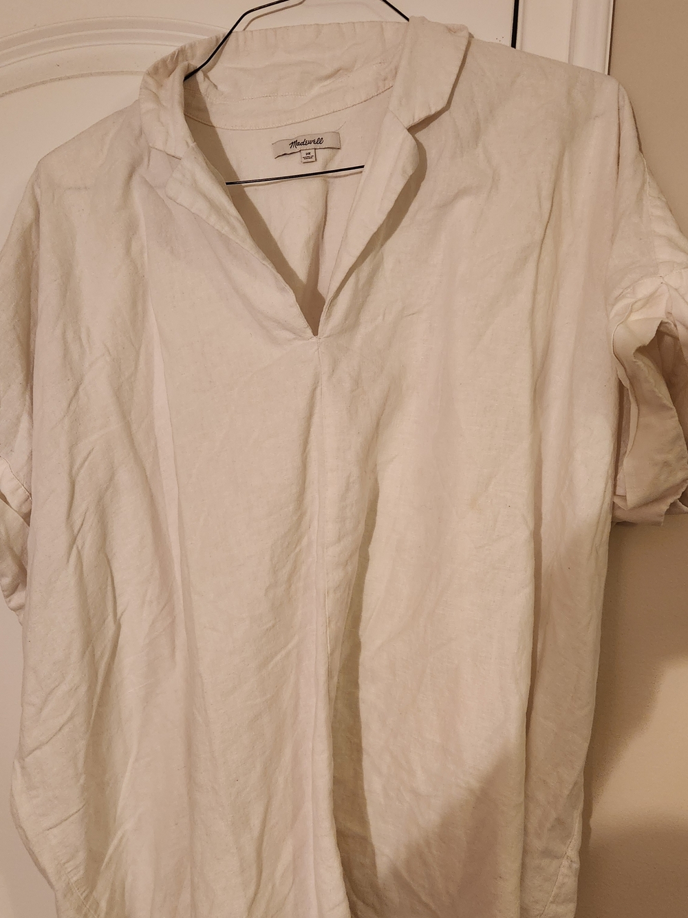 Madewell Womem Off-White Short-Sleeve Linen Blend Shirt
